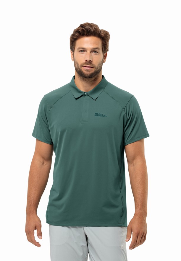Green Men Jack Wolfskin Prelight Chill Polo Shirts | 89443018