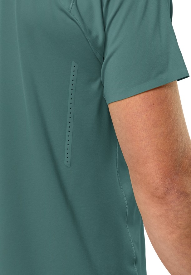 Green Men Jack Wolfskin Prelight Chill T Shirts | 81506180