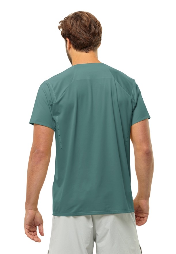 Green Men Jack Wolfskin Prelight Chill T Shirts | 81506180