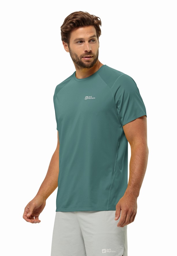 Green Men Jack Wolfskin Prelight Chill T Shirts | 81506180