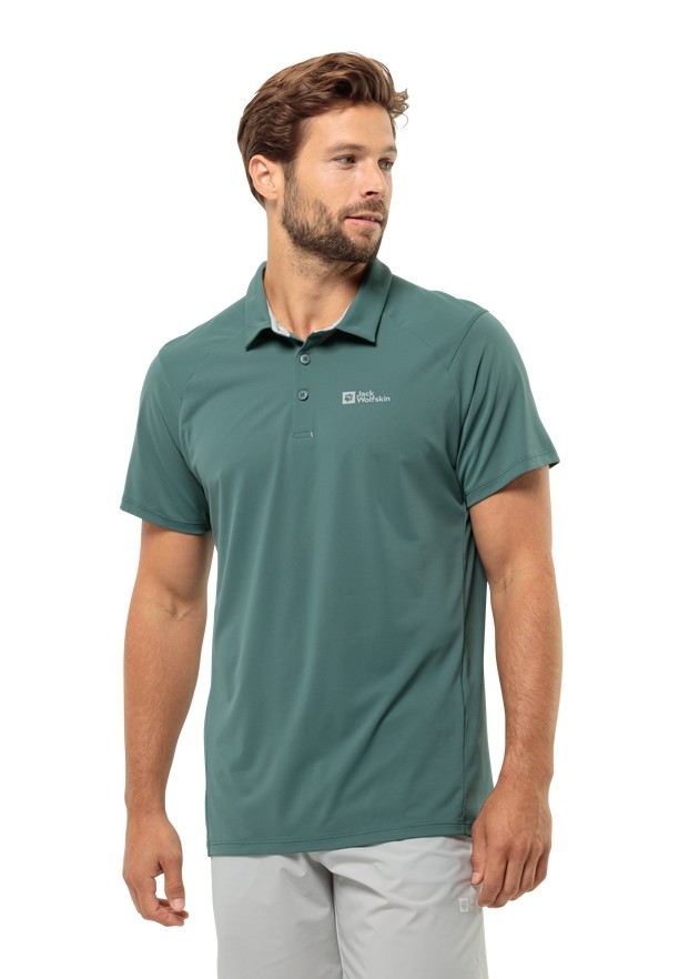 Green Men Jack Wolfskin Prelight Trail Polo Shirts | 71172390
