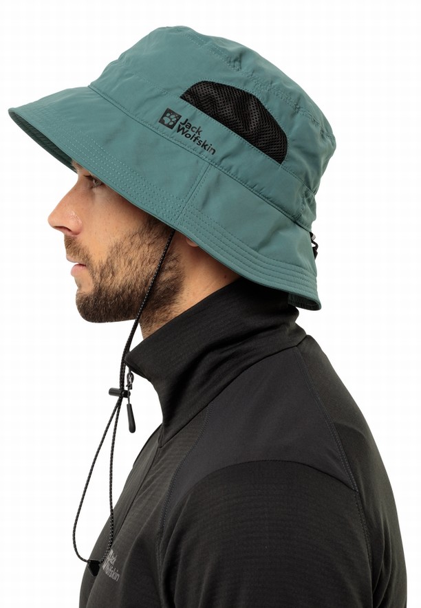 Green Men Jack Wolfskin Vent Bucket Hats | 49287210