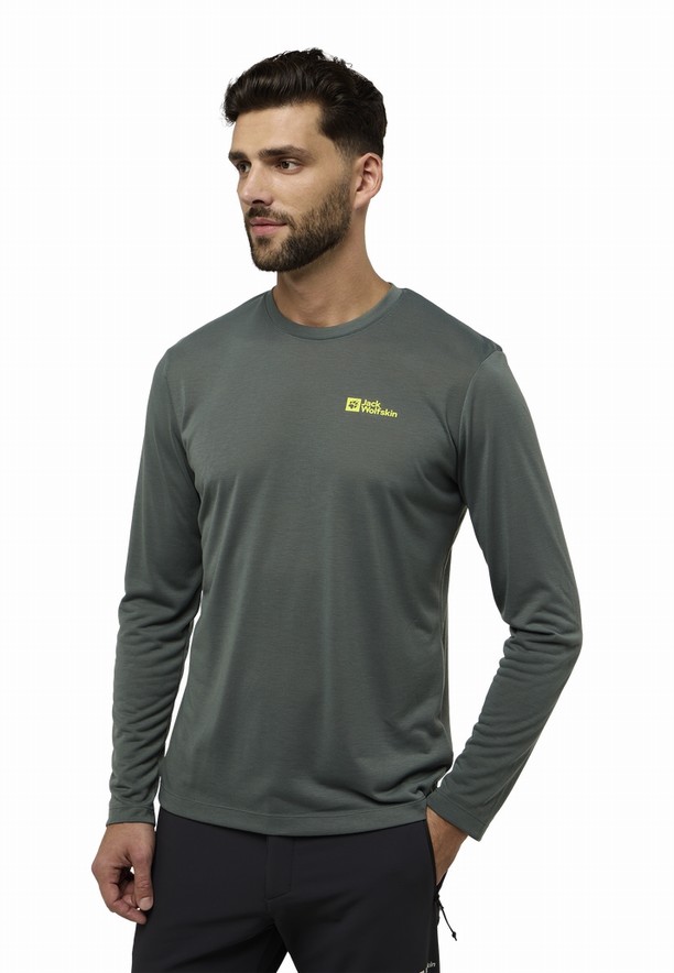Green Men Jack Wolfskin Vonnan Ls T Shirts | 79126376