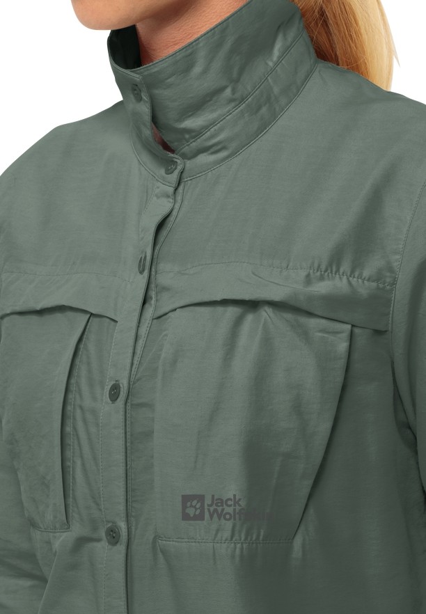 Green Women Jack Wolfskin Barrier Ls Shirts | 99240511