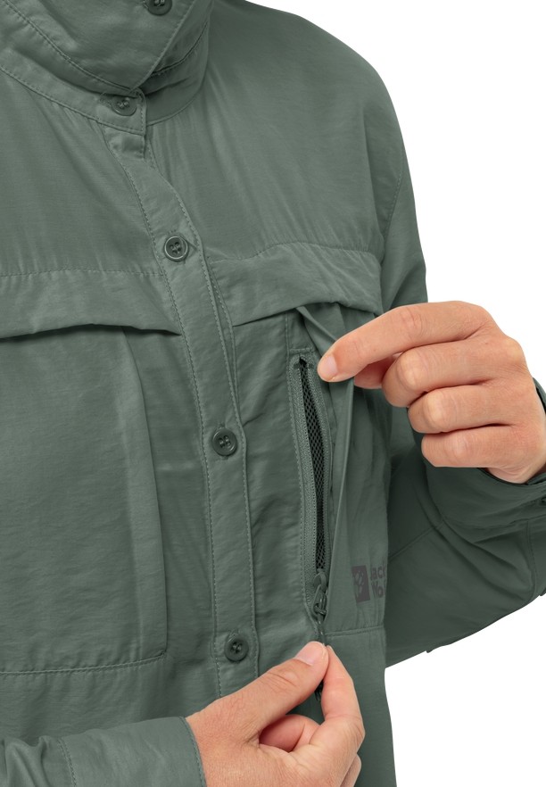 Green Women Jack Wolfskin Barrier Ls Shirts | 99240511