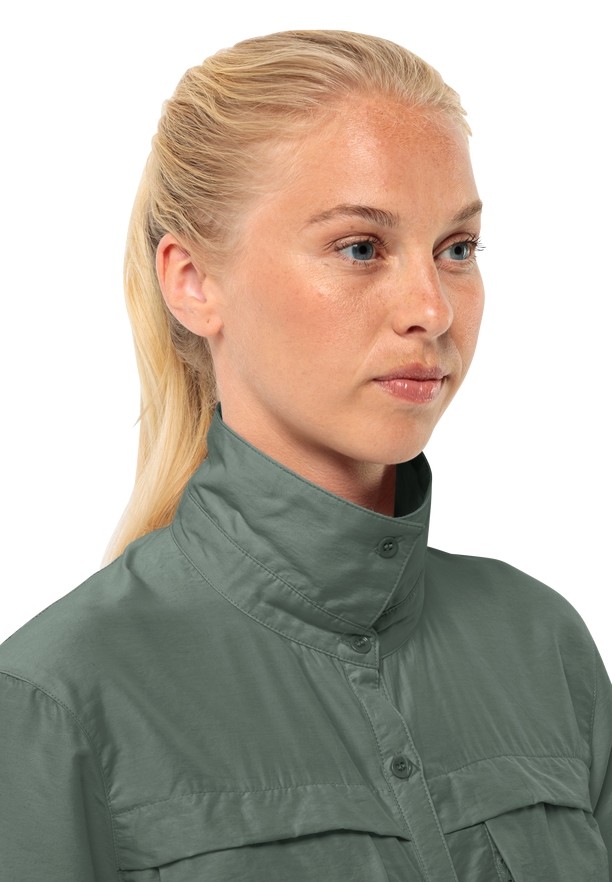 Green Women Jack Wolfskin Barrier Ls Shirts | 99240511