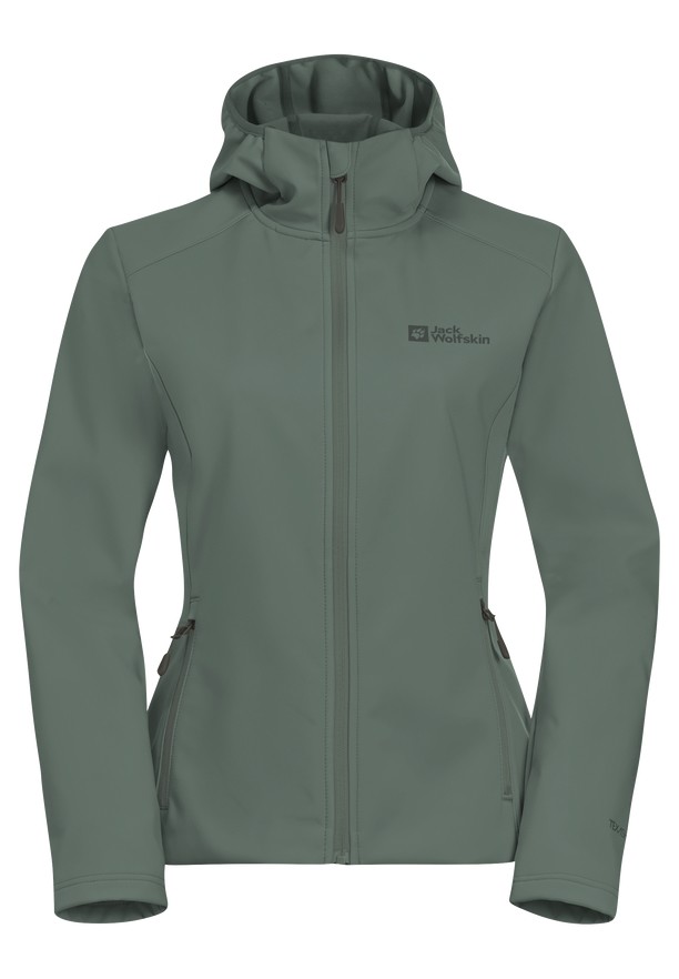 Green Women Jack Wolfskin Bornberg Hoody Softshell Jackets | 17046882