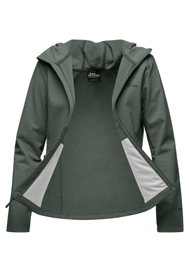 Green Women Jack Wolfskin Bornberg Hoody Softshell Jackets | 17046882