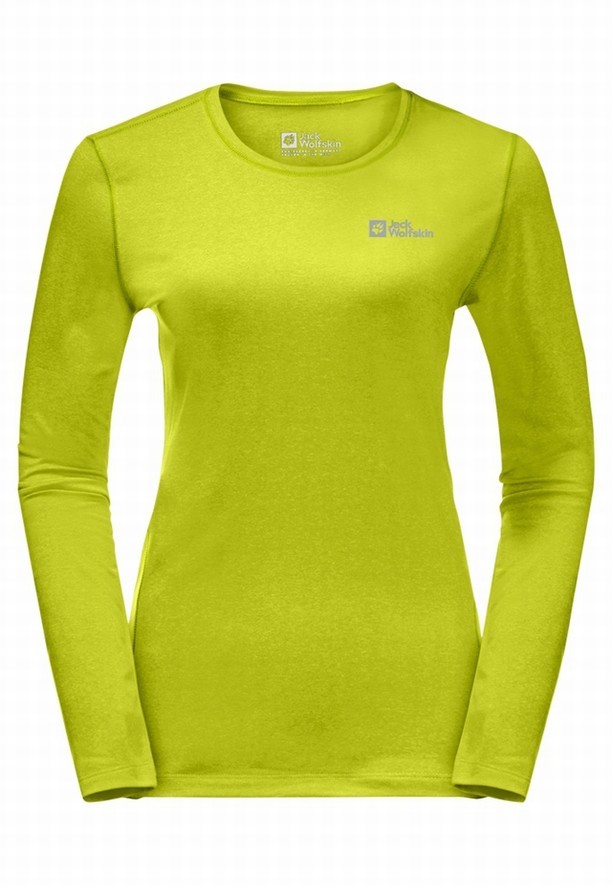 Green Women Jack Wolfskin Skyhermal L/s T Shirts | 77405431