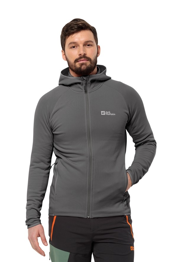 Grey Men Jack Wolfskin Baiselberg Hooded Fz Fleece Jackets | 53572594