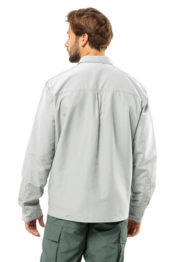 Grey Men Jack Wolfskin Barrier Ls Shirts | 33776681