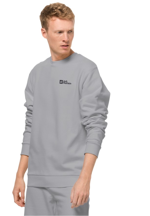 Grey Men Jack Wolfskin Essential Crewneck Sweatshirts | 55948162
