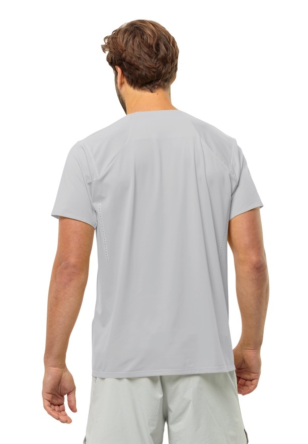 Grey Men Jack Wolfskin Prelight Chill T Shirts | 63832445