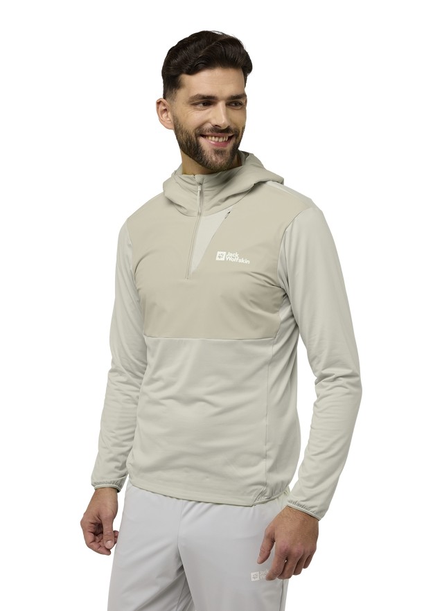 Grey Men Jack Wolfskin Prelightrail Hoody T Shirts | 22633633
