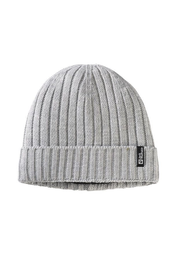Grey Men Jack Wolfskin Rib Knit Beanie | 35133210