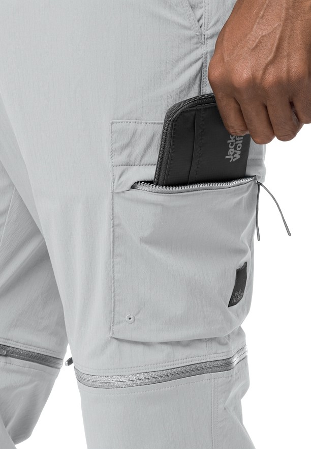 Grey Men Jack Wolfskin Wanderthirst Zip Pants | 46689839