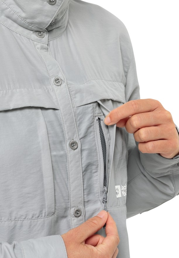 Grey Women Jack Wolfskin Barrier Ls Shirts | 63700093