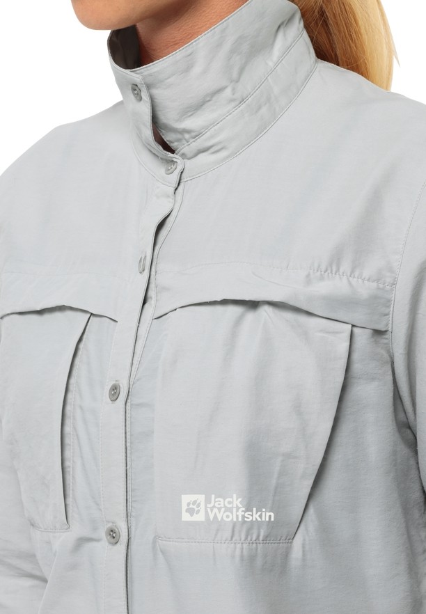 Grey Women Jack Wolfskin Barrier Ls Shirts | 63700093