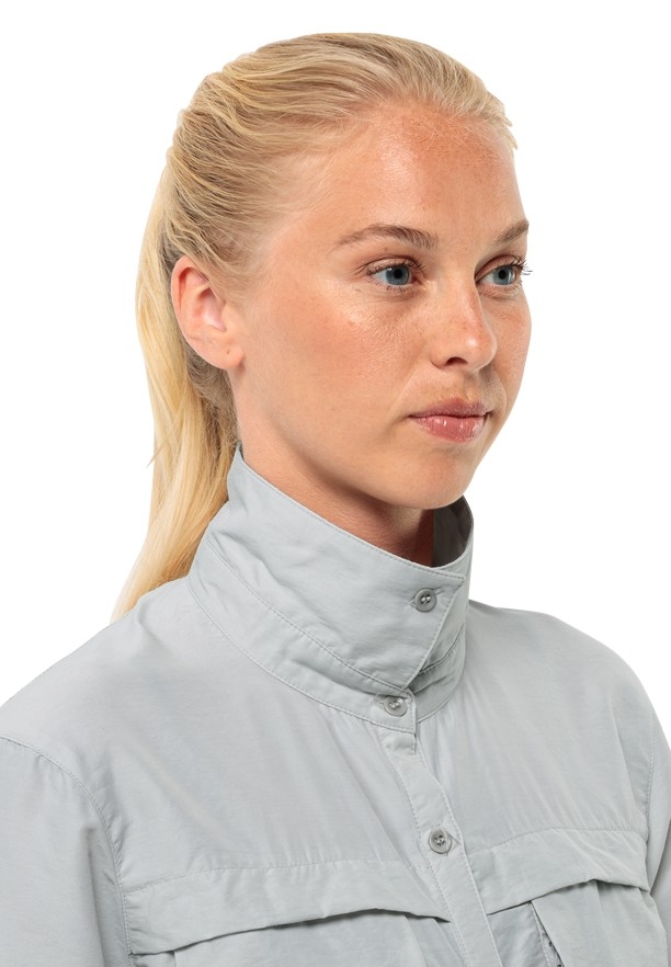 Grey Women Jack Wolfskin Barrier Ls Shirts | 63700093