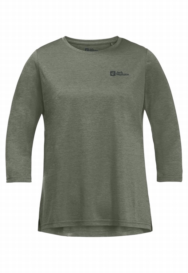 Grey Women Jack Wolfskin Crosstrail 3/4 T Shirts | 33650878