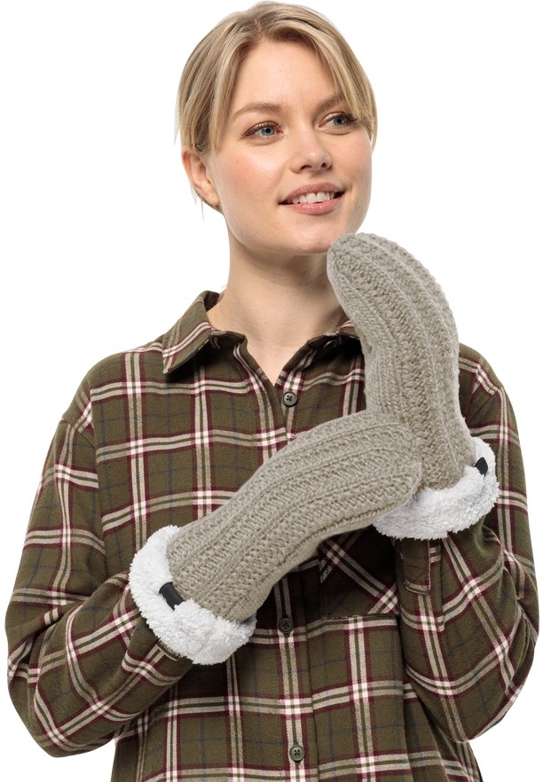 Grey Women Jack Wolfskin Highloft Knit Mittens | 81036541