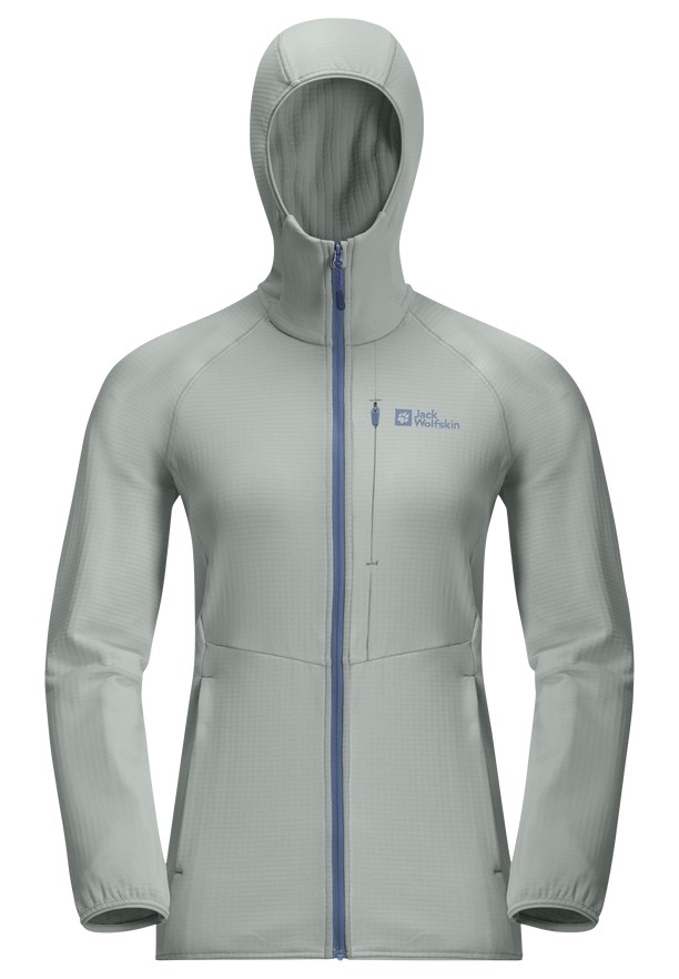 Grey Women Jack Wolfskin Kolbenberg Hooded Fz Fleece Jackets | 27817466