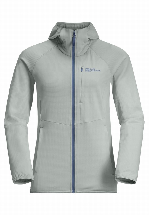Grey Women Jack Wolfskin Kolbenberg Hooded Fz Fleece Jackets | 27817466