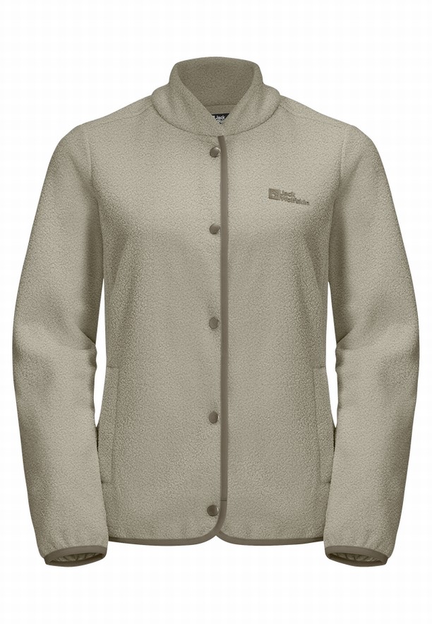 Grey Women Jack Wolfskin Light Curl Fleece Jackets | 35549629