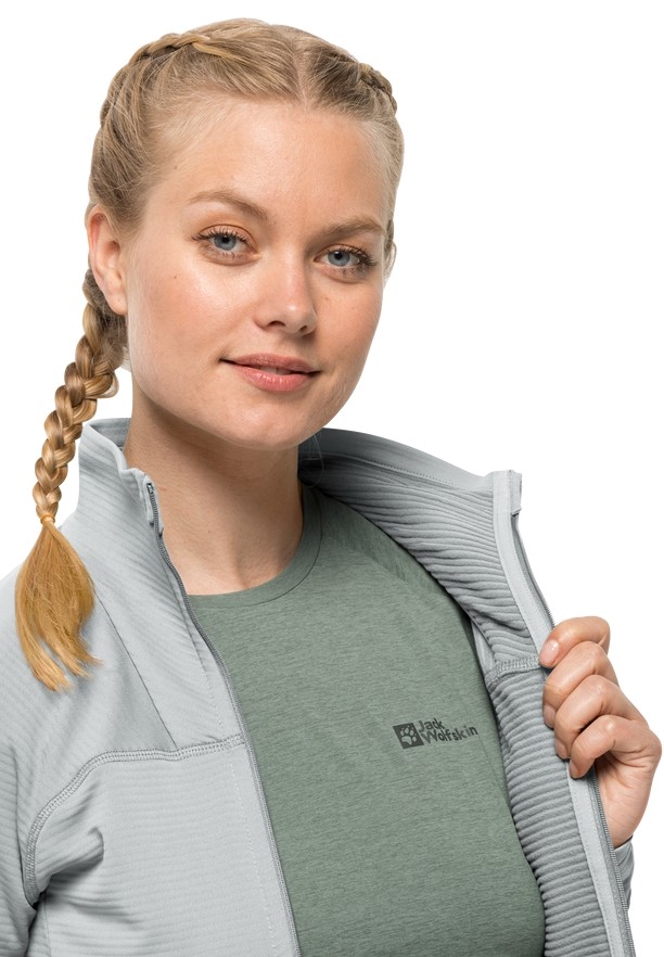 Grey Women Jack Wolfskin Prelight Fz Fleece Jackets | 13545198