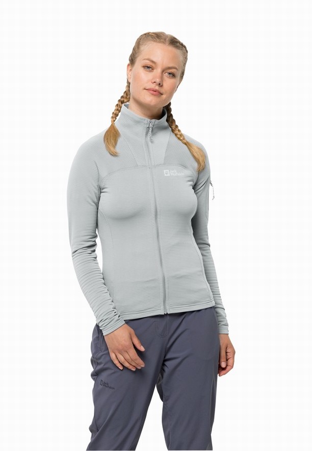 Grey Women Jack Wolfskin Prelight Fz Fleece Jackets | 13545198
