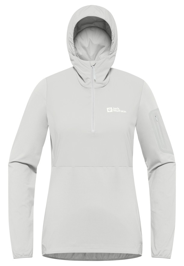 Grey Women Jack Wolfskin Prelight Trail Hoody T Shirts | 46898337