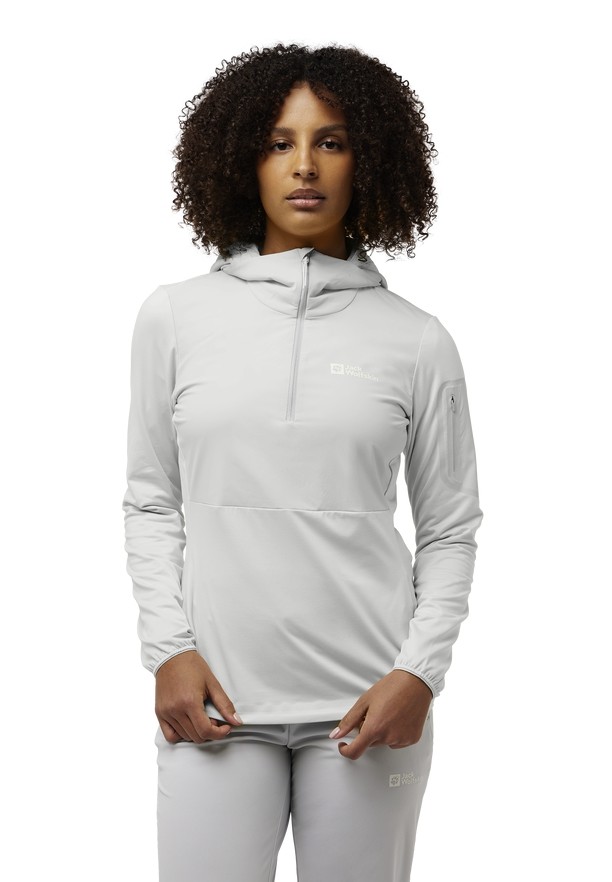 Grey Women Jack Wolfskin Prelight Trail Hoody T Shirts | 46898337