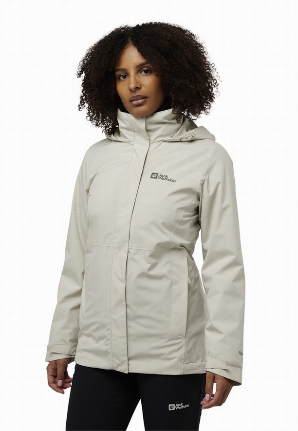 Grey Women Jack Wolfskin Rotwand 3in1 Jackets | 27533248