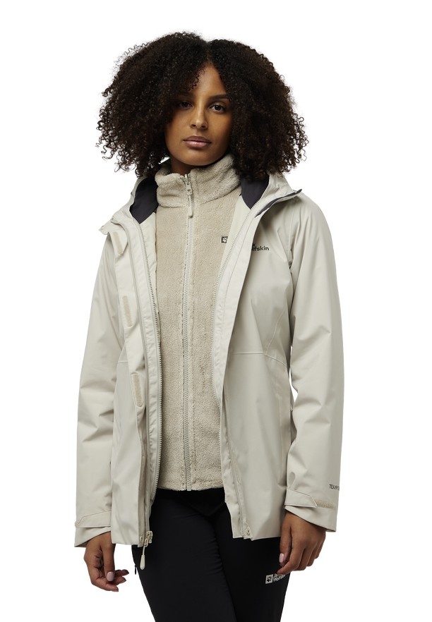Grey Women Jack Wolfskin Rotwand 3in1 Jackets | 27533248
