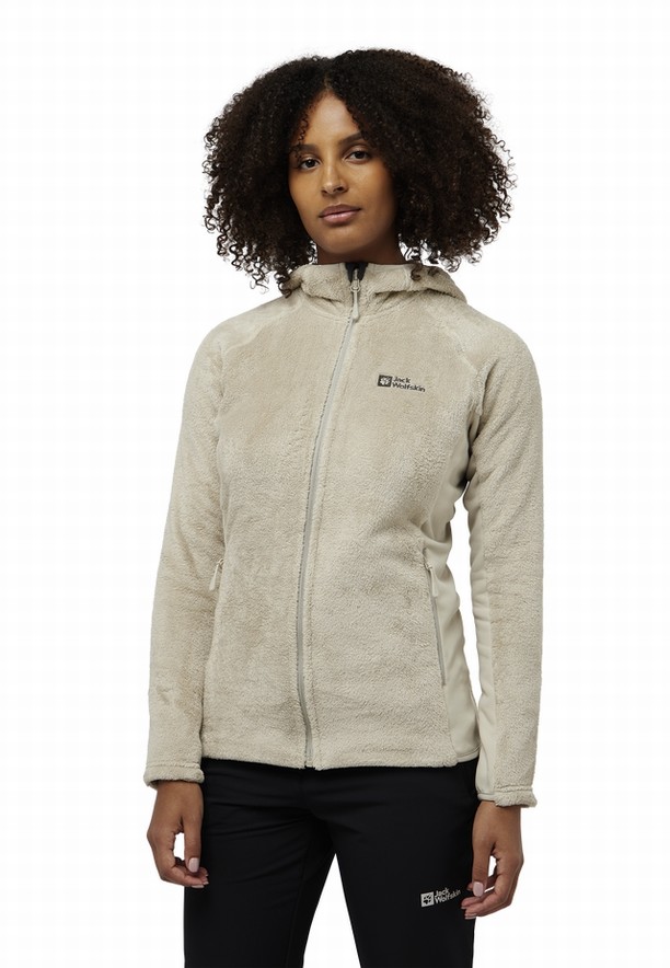Grey Women Jack Wolfskin Rotwand Hooded Fz Fleece Jackets | 70809657