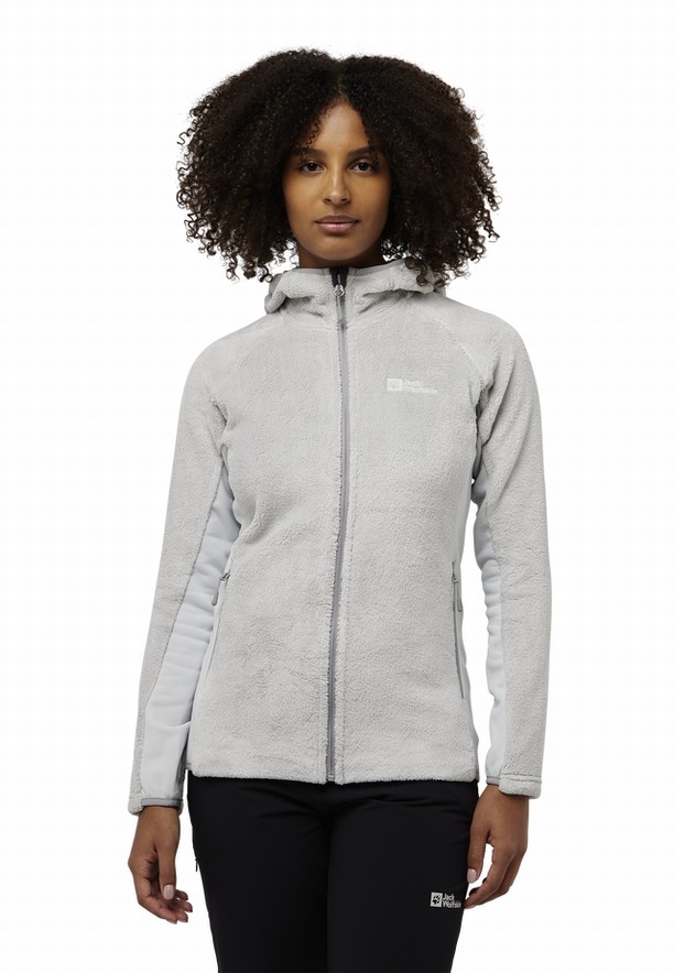 Grey Women Jack Wolfskin Rotwand Hooded Fz Fleece Jackets | 33212961