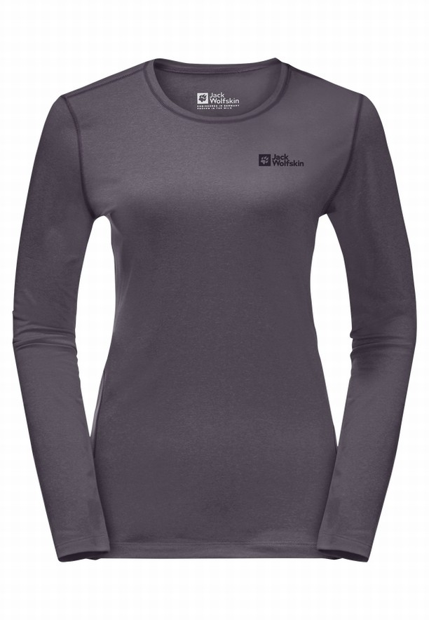 Grey Women Jack Wolfskin Skyhermal L/s T Shirts | 46890009