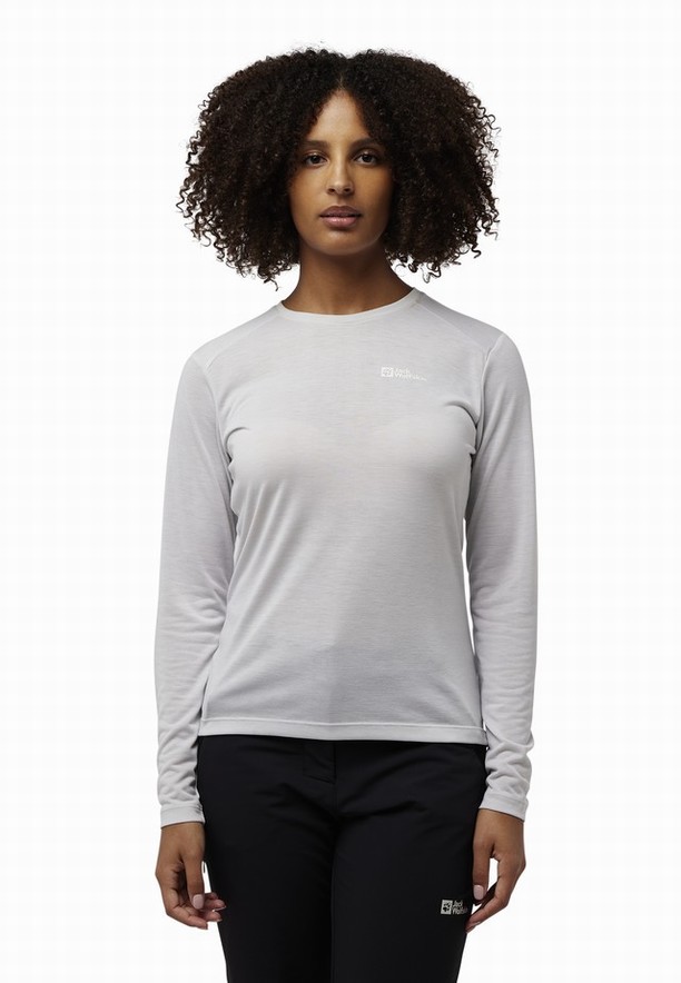 Grey Women Jack Wolfskin Vonnan Ls T Shirts | 77823179
