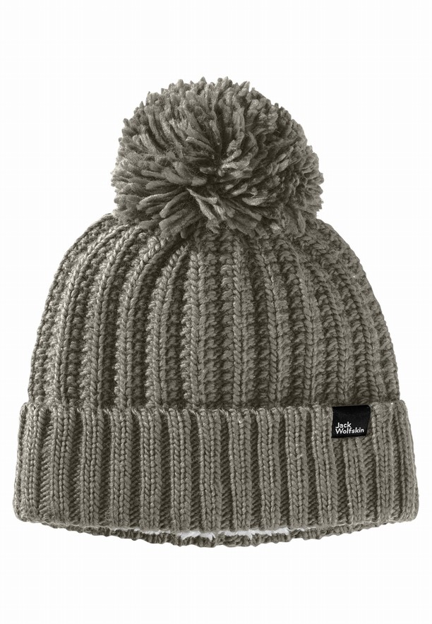 Khaki Men Jack Wolfskin Highloft Knit W Beanie | 47562003