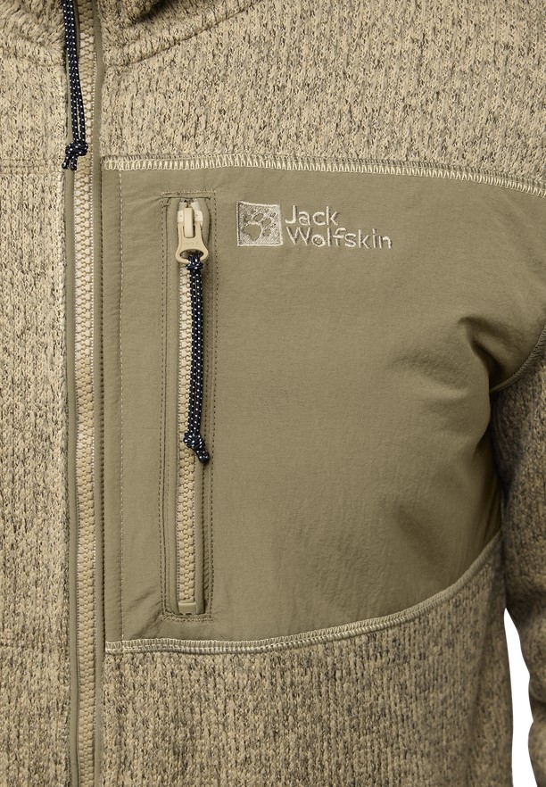 Khaki Men Jack Wolfskin Kaminfeuer Fleece Jackets | 28324087