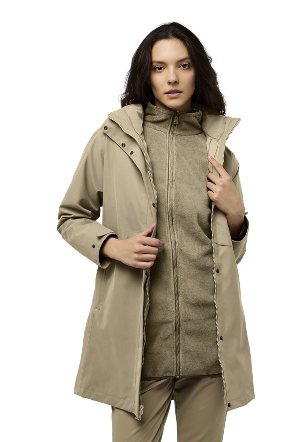 Khaki Women Jack Wolfskin Baylight 3in1 Coats | 94918577