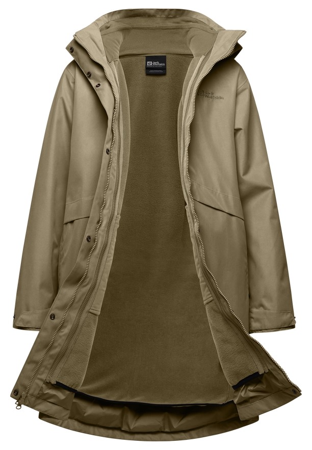 Khaki Women Jack Wolfskin Baylight 3in1 Coats | 94918577