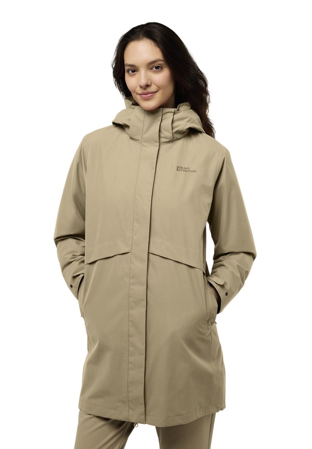 Khaki Women Jack Wolfskin Baylight 3in1 Coats | 94918577