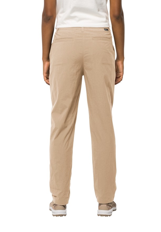 Khaki Women Jack Wolfskin Desert Roll Up Pants | 59201764