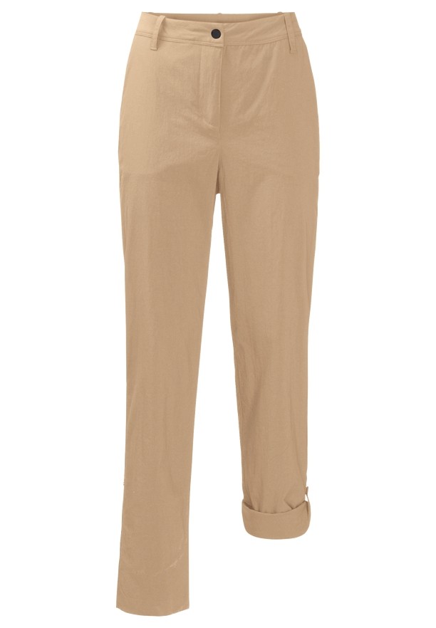 Khaki Women Jack Wolfskin Desert Roll Up Pants | 59201764