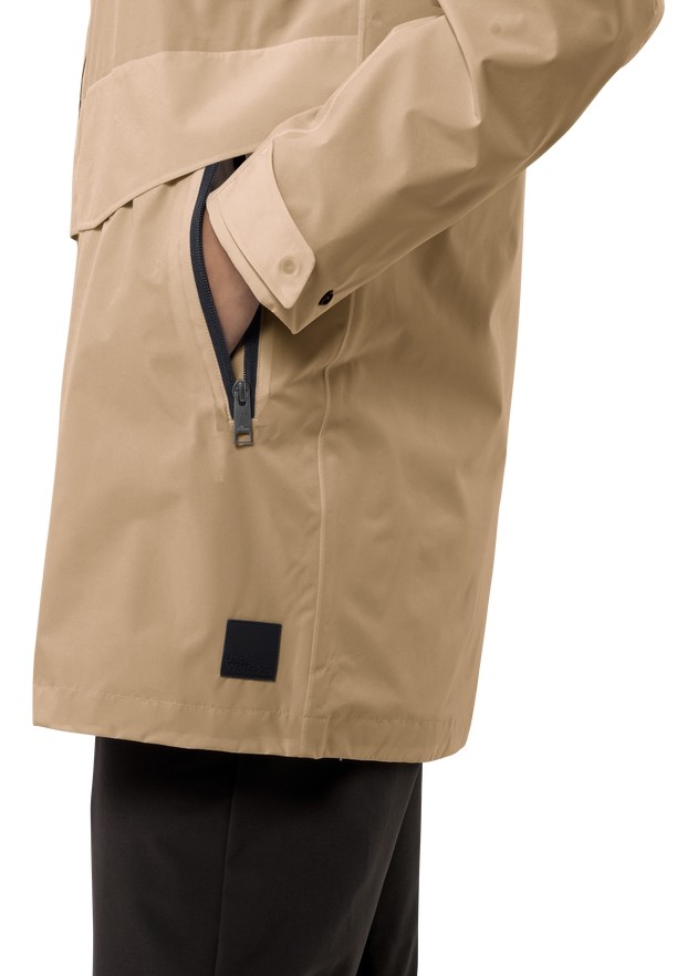 Khaki Women Jack Wolfskin Mainkai Long Rain Jackets | 98232338