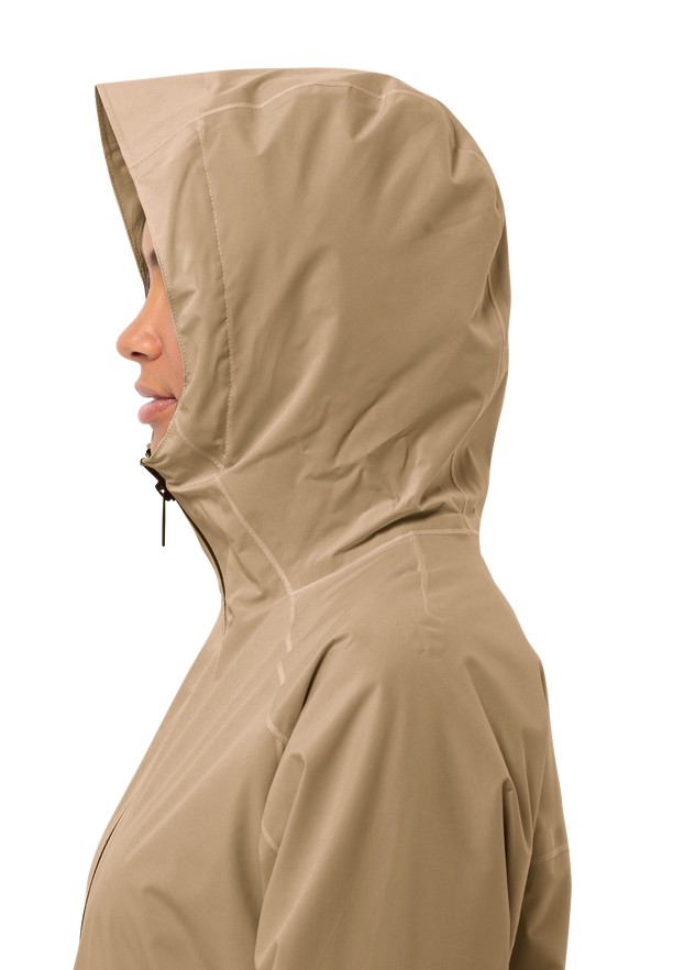 Khaki Women Jack Wolfskin Mainkai Long Rain Jackets | 98232338