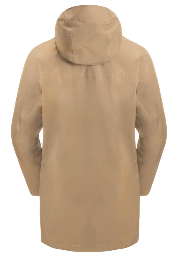 Khaki Women Jack Wolfskin Mainkai Long Rain Jackets | 98232338