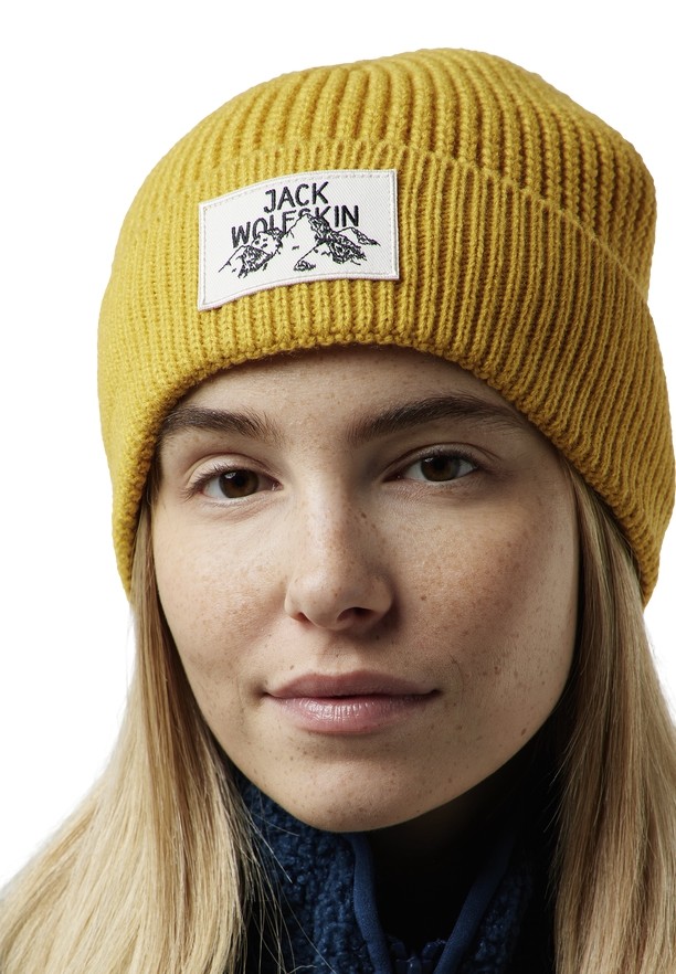 Mustard Women Jack Wolfskin Badge Beanie | 95163952