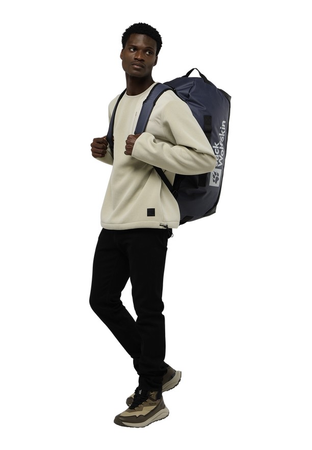 Navy Men Jack Wolfskin All-in 65 Duffle Bags | 21084557